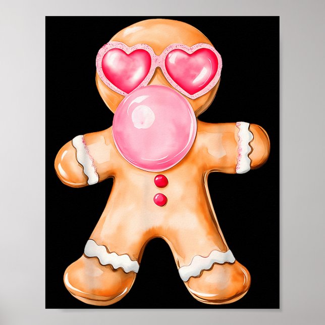 Poster Gingerbread Blowing Bubble Gum Nk Sungles Christma (Frente)