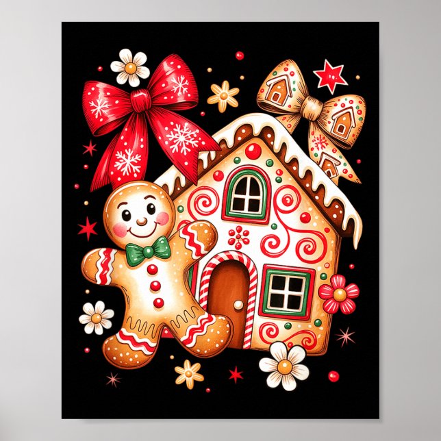 Poster Gingerbread Christmas Bow Christmas House Retro Co (Frente)