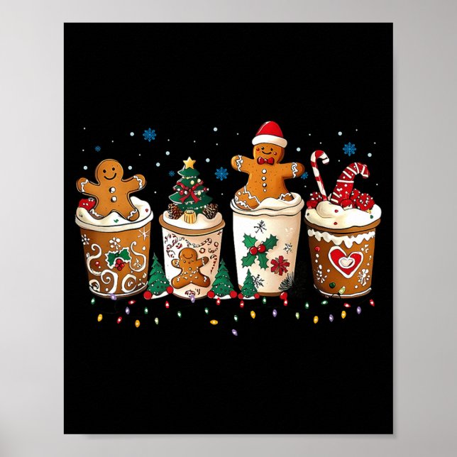 Poster Gingerbread Christmas Coffee Cute Sweet Winter Hol (Frente)