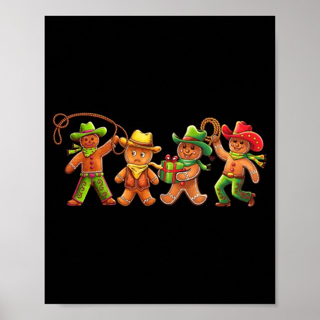 Poster Gingerbread Cowboy Christmas Cookie Baker Western  (Frente)
