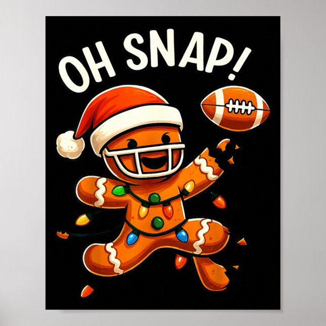 Poster Gingerbread Football Oh Snap Christmas Lights Desi (Frente)