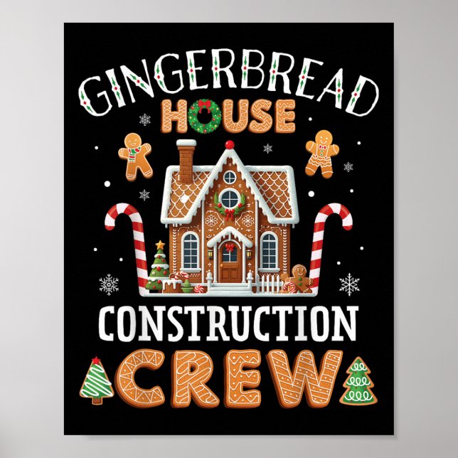 Poster Gingerbread House Construction Crew Kids Men Women (Frente)
