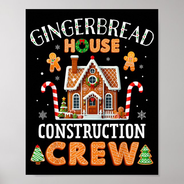 Poster Gingerbread House Construction Crew Kids Men Women (Frente)