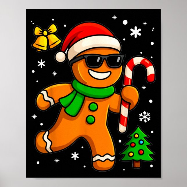 Poster Gingerbread Man Funny Christmas Cookie Costume Bak (Frente)