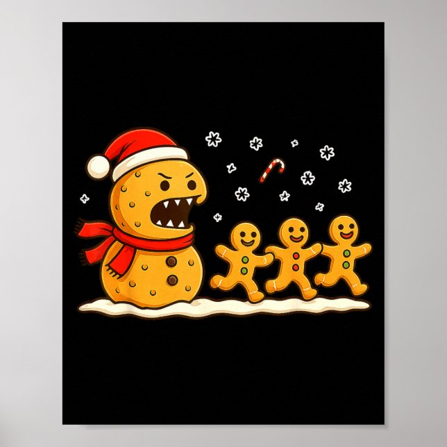 Poster Gingerbread Monster Chase Funny Christmas Cookie X (Frente)