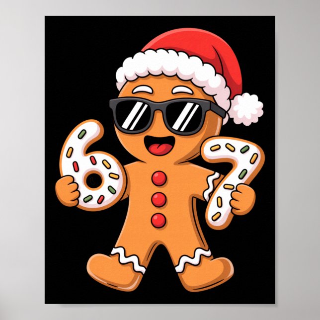Poster Gingerbread Santa With Sungles Holding 67 Cookies  (Frente)