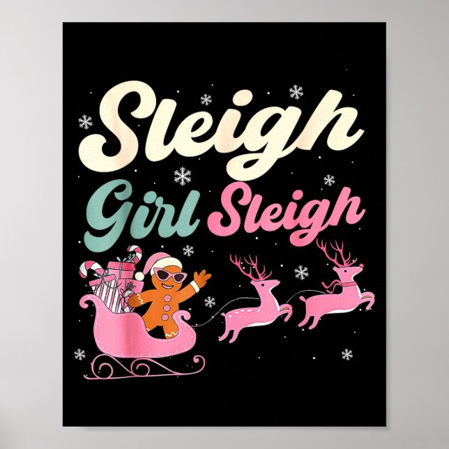 Poster Gingerbread Sleigh Girl Nk Funny Christmas Women G (Frente)