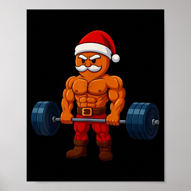 Poster Gingerbread Weightlifting Fitness Gym Workout Chri (Frente)