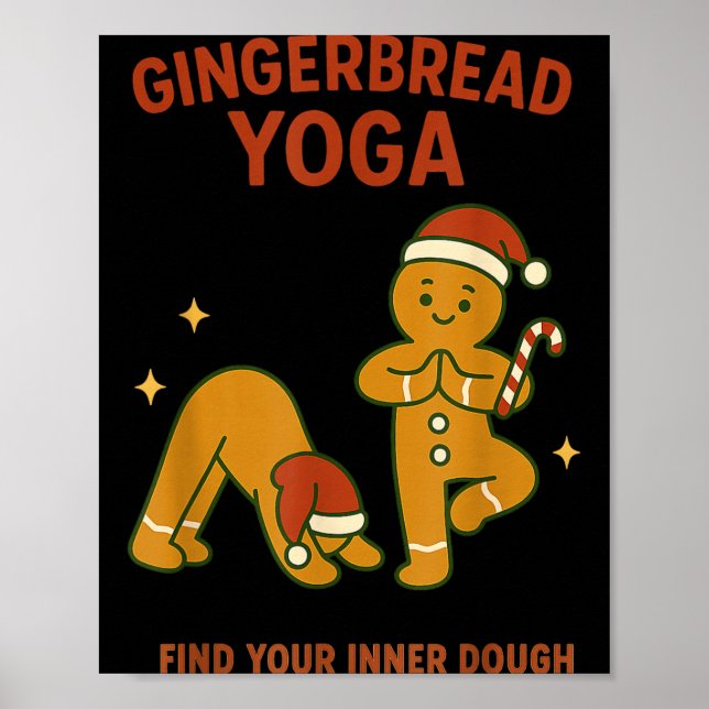 Poster Gingerbread Yoga – Fun Holiday “find Your Inner Do (Frente)