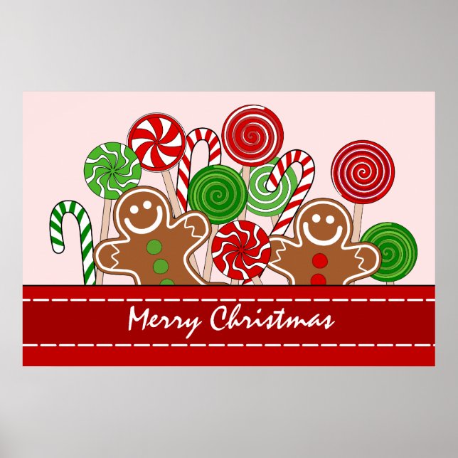 Poster Gingerbreads de Natal vermelhos e bonitos (Frente)