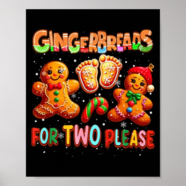 Poster Gingerbreads For Two Please Christmas Pregnancy An (Frente)