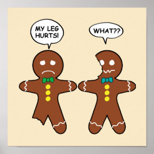 Poster Gingercake Cookie Natal Humor Beige