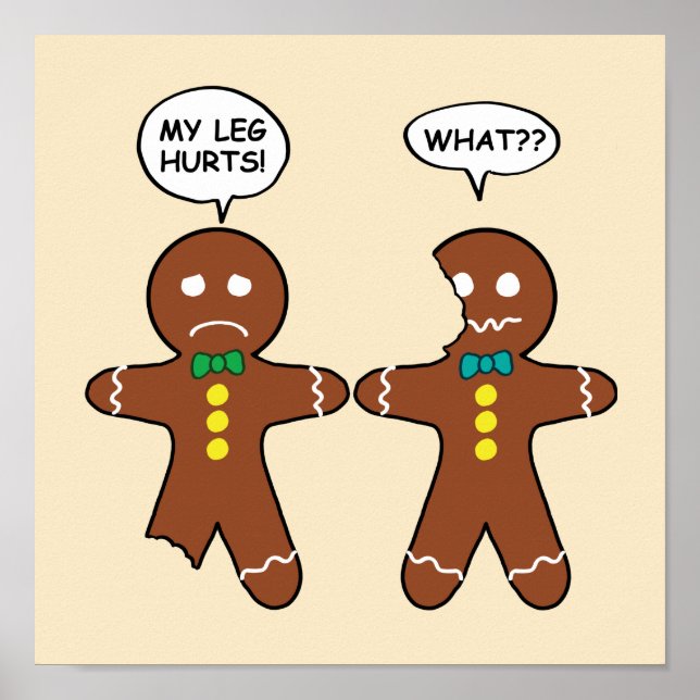 Poster Gingercake Cookie Natal Humor Beige (Frente)
