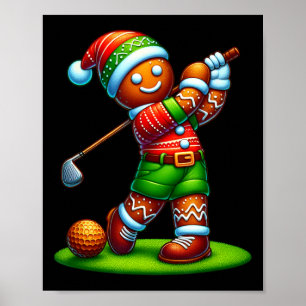 Poster Gingerpão Engraçado Homem Golfe Vésperas de Natal