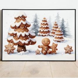 Poster Gingerpão, homem e gato na neve