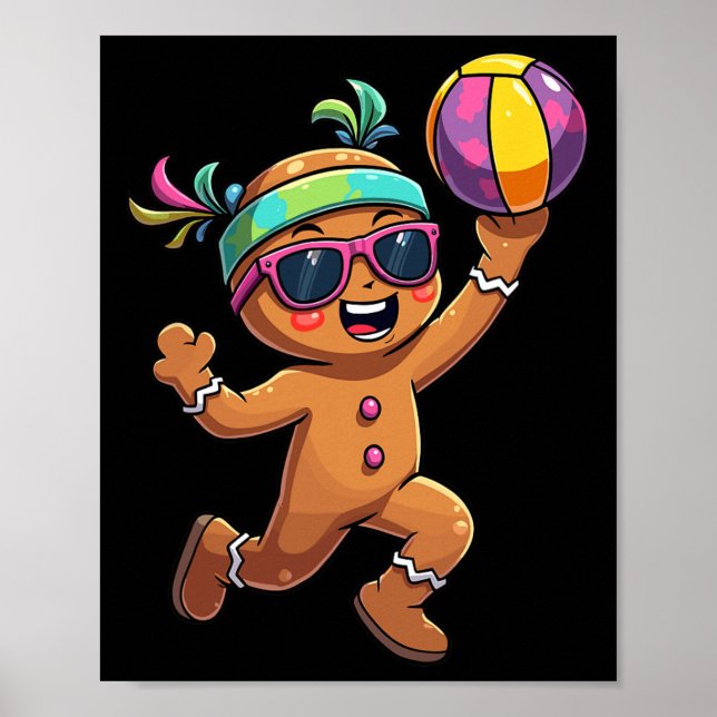 Poster Gingerpão jogando voleibol no Natal (Frente)