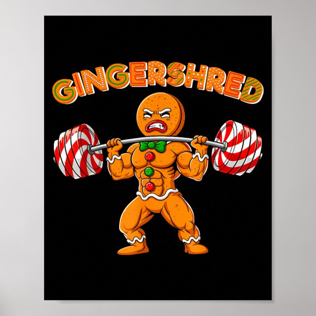 Poster Gingershred Christmas Gingerbread Man Gym Bodybuil (Frente)