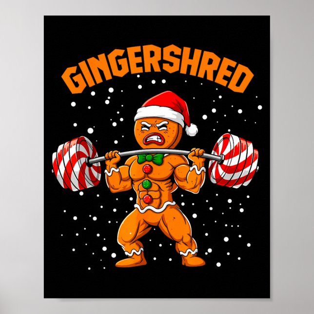 Poster Gingershred Funny Gingerbread Man Gym Bodybuilding (Frente)