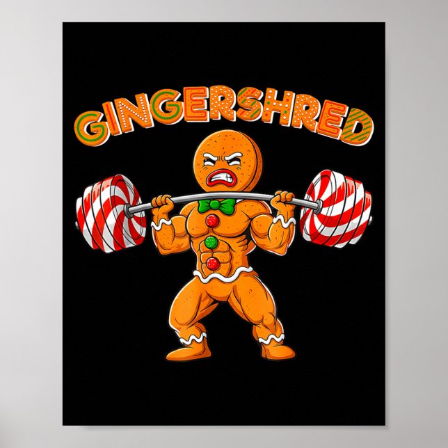 Poster Gingershred Funny Gingerbread Man Gym Bodybuilding (Frente)