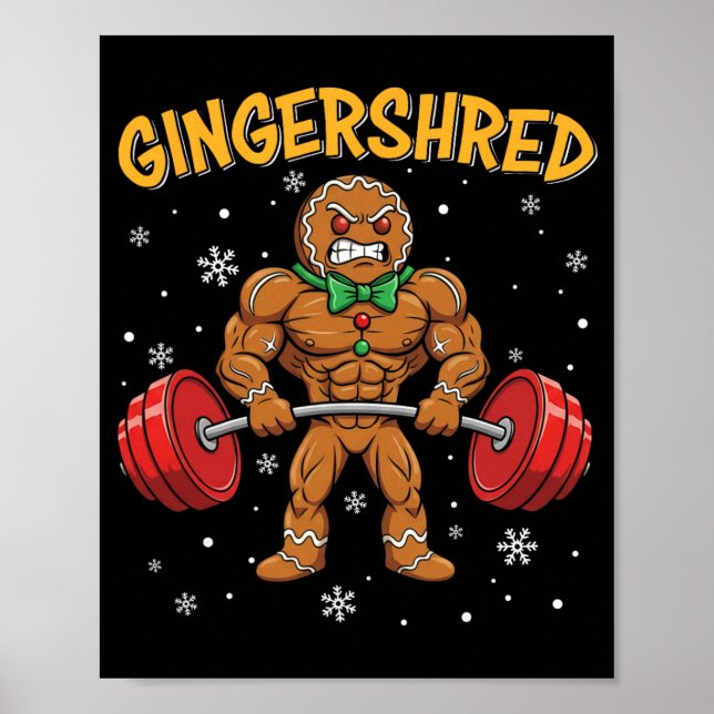 Poster Gingershred Funny Gingerbread Man Gym Bodybuilding (Frente)