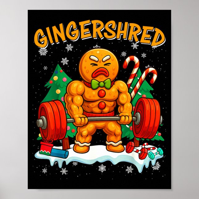 Poster Gingershred Funny Gingerbread Man Gym Bodybuilding (Frente)