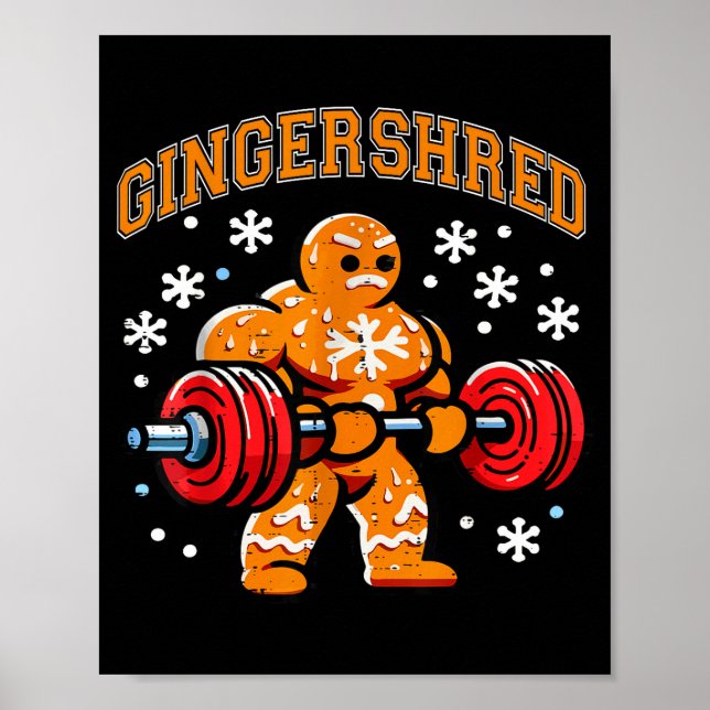 Poster Gingershred Funny Gingerbread Man Gym Bodybuilding (Frente)
