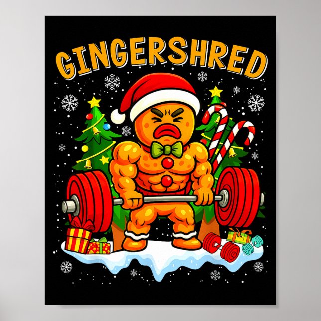 Poster Gingershred Funny Gingerbread Man Gym Bodybuilding (Frente)