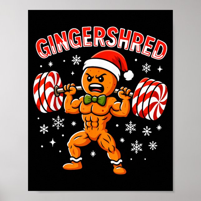Poster Gingershred Funny Gingerbread Man Gym Bodybuilding (Frente)