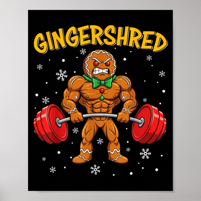 Poster Gingershred Funny Gingerbread Man Gym Bodybuilding (Frente)