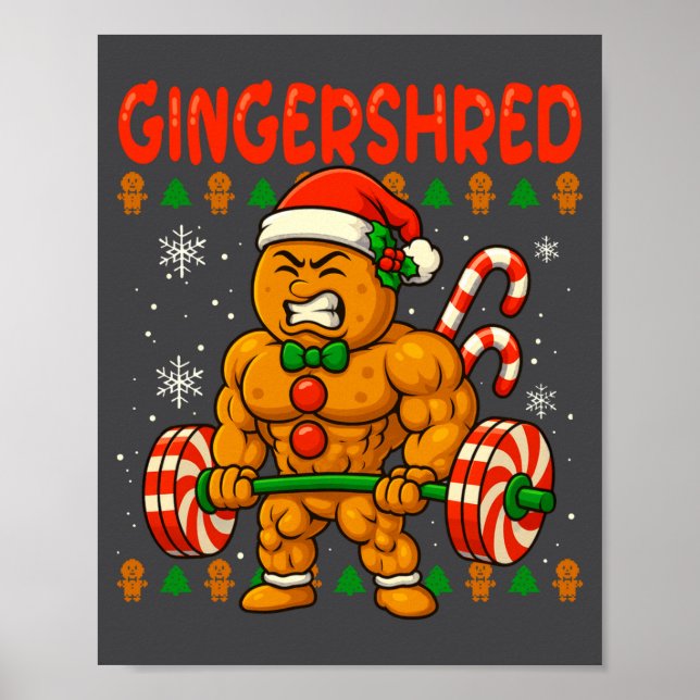 Poster Gingershred Gingerbread Lifting Funny Christmas Gy (Frente)