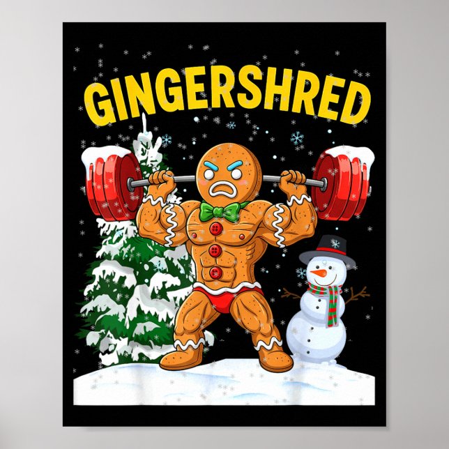 Poster Gingershred Gingerbread Man Bodybuilding Christmas (Frente)