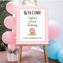 Gingham Barnyard rosa Poster de boas-vindas
