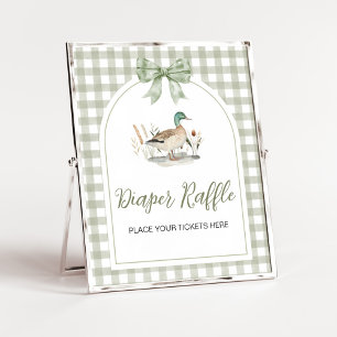 Poster Gingham Mallard Duck Baby Shower Fralda Sinal Raff