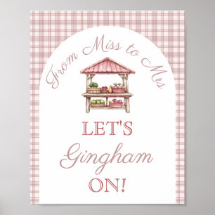 Poster Gingham Pink Fresco do Chá de panela de mercado