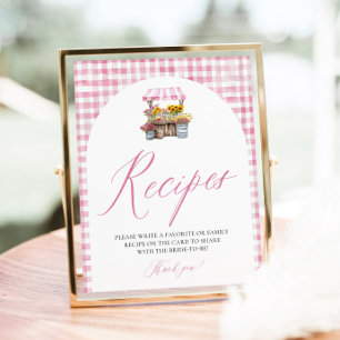 Poster Gingham Rosa Fresco Do Mercado Recebe Chá