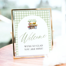 Poster Gingham Verde Fresco Do Sinal De Boas-Vindas Do Me