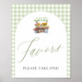 Poster Gingham Verde Fresco Do Sinal Favorito Do Mercado