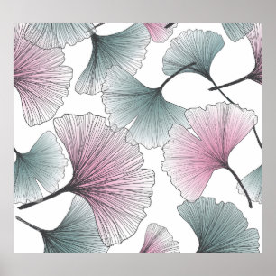 Poster Gingko Biloba desenhada à mão.