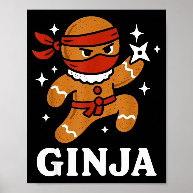 Poster Ginjas Gingerbread Ninja Funny Christmas Cookie Bo (Frente)
