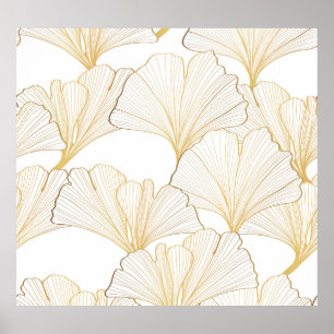 Poster Ginkgo Dourado: Esquema de Folha Luxuosa