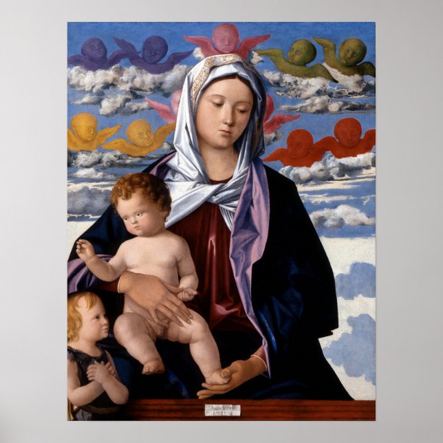 Poster Giovanni Bellini Madonna e Child com Ruas John. (Frente)