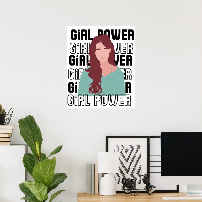 Poster Gir Power Retrato feminino que empodera citação (Escritório em casa)