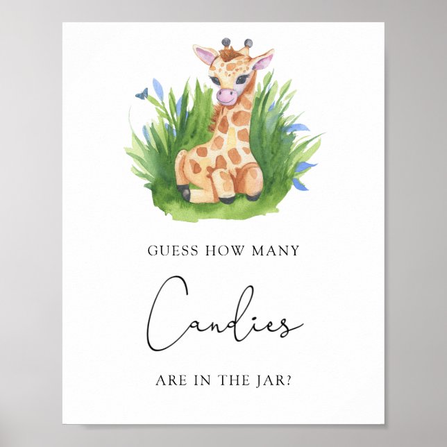 Poster Girafa - Adivinha quantos doces (Frente)