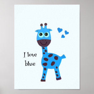 Poster Girafa azul