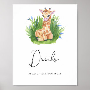 Poster Girafa - Bebidas à vontade