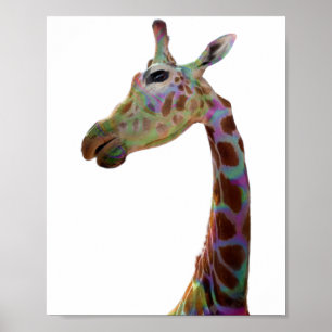 Poster Girafa colorida divertida