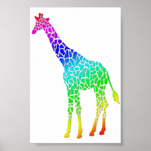 Pôster Girafa colorido