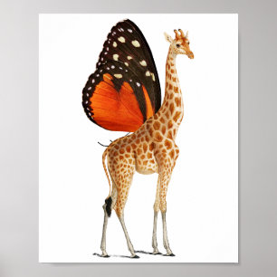 Poster girafa com asas de borboleta