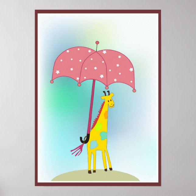 Pôster girafa com um guarda-chuva (Frente)