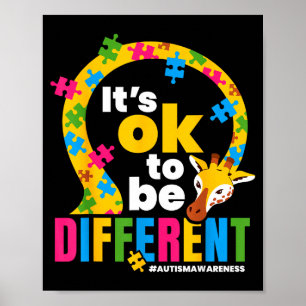 Poster Girafa Conscientização do Autismo É Ok Ser Diferen